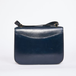 Sac Constance HERMES cuir box bleu marine