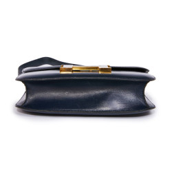 Sac Constance HERMES cuir box bleu marine