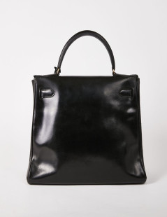 Sac Kelly 32 vintage HERMES cuir box noir