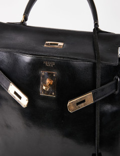 Sac Kelly 32 vintage HERMES cuir box noir