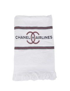 Sac de plage "Airlines" CHANEL argenté et bleu marine