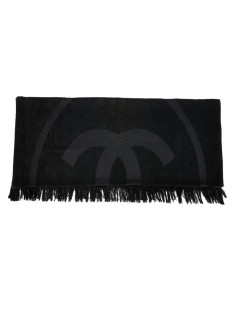 Serviette de plage CHANEL noire logo CC