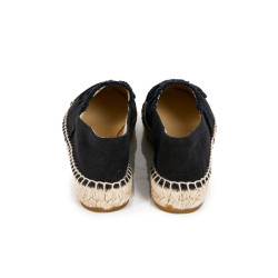 Espadrilles CHANEL toile bleu et noir bicolore T37