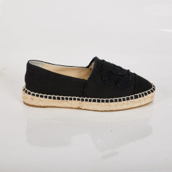 Espadrilles CHANEL toile bleu et noir bicolore T37