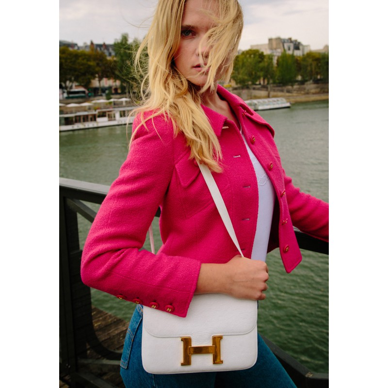 Hermes Vintage Constance White Leather Handbag