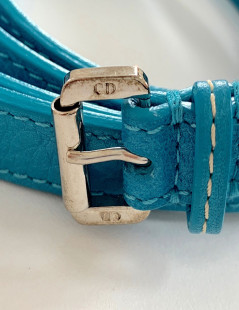 Ceinture double CHRISTIAN DIOR bleue et charm