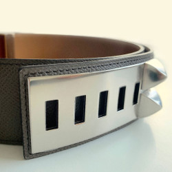 Ceinture HERMES collier de chien étoupe en cuir epsom