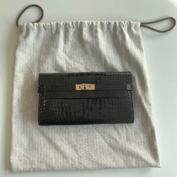 Portefeuille kelly HERMES alligator noir