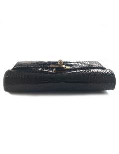 Portefeuille kelly HERMES alligator noir