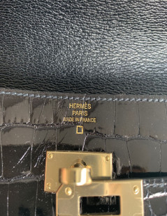 Portefeuille kelly HERMES alligator noir