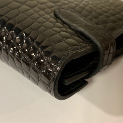 Portefeuille kelly HERMES alligator noir brillant