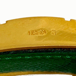 Ceinture HERMES réversible cuir epsom vert et jaune T84