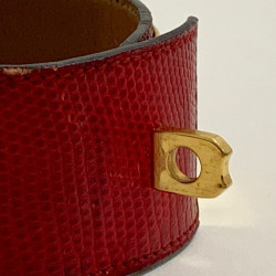 Manchette Collier de Chien HERMES en lézard rouge braise