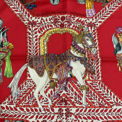 Carré HERMES "La danse du cheval Marwari" soie multicolore