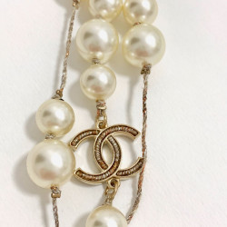 CHANEL pearls and CC charms necklace