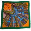 Foulard HERMES vert et orange