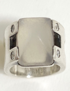 Bague T 52 HERMES en argent massif et pierre de lune