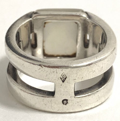 Bague T 52 HERMES en argent massif et pierre de lune