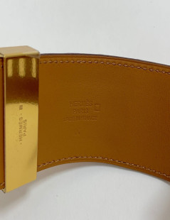 Manchette Médor HERMES crocodile orange métal dorée