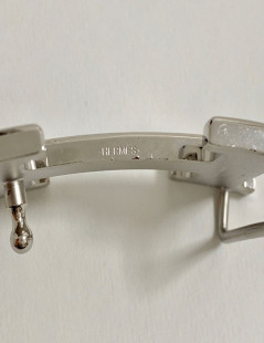 Boucle de ceinture HERMES H argent martelé