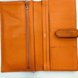 Portefeuille HERMES Bearn cuir epsom orange