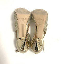 Sandales hautes JIMMY CHOO 'Tyne120' en cuir lamé doré 37,5FR