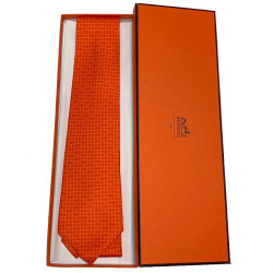 Cravate HERMES vintage en soie orange