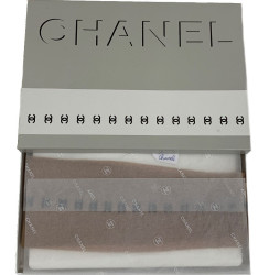 Collants CHANEL CC en voile naturel et logos noirs