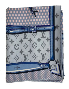 Carré Pop Confidential LOUIS VUITTON en soie bleu pâle