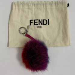 FENDI bag pendant pompon tricolor fur 