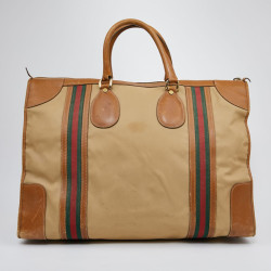 Weekender GUCCI vintage toile et cuir beige