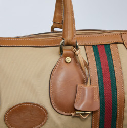 Weekender GUCCI vintage toile et cuir beige