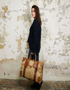 Sac Weekender GUCCI vintage toile et cuir beige