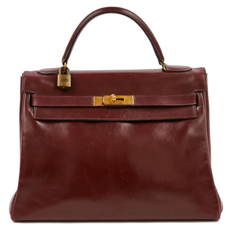 Kelly HERMES cuir box bordeaux