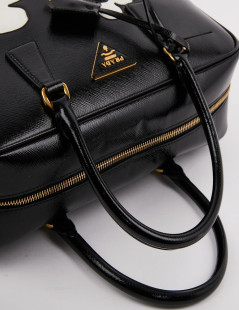 Sac PRADA cuir Saffiane verni noir