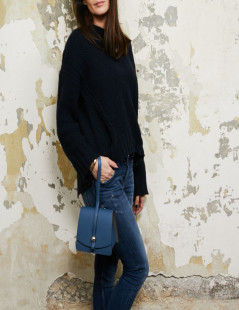 Sac MOYNAT "Madeleine Clutch" en veau bleu