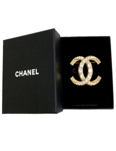 Broche CHANEL dorée et brilants