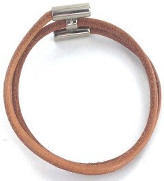 Bracelet HERMES tournis en cuir marron