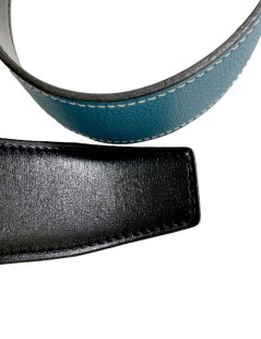 Ceinture tT 80 HERMES reversible box noir et togo bleu