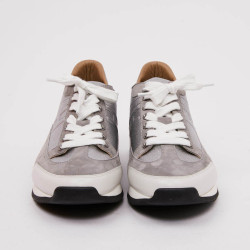 Sneaker "Goal" HERMES T40,5 en veau epsom/ swift gris métallisé