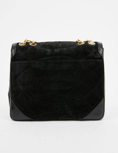 Sac CHANEL Vintage en daim et cuir noir