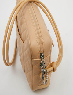 Sac caméra CHANEL cuir d'agneau beige matelassé 