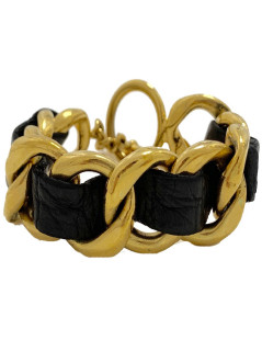 Bracelet CHANEL chaine et cuir