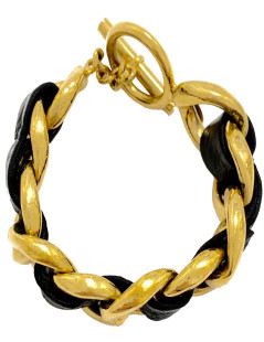 Bracelet CHANEL chaine et cuir