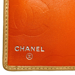 Portefeuille CHANEL cuir d'agneau beige matelassé