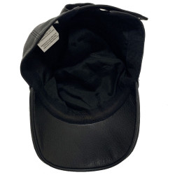 Casquette en cuir noir HERMES T57