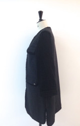 Veste CHANEL longue noire en tweed T 40