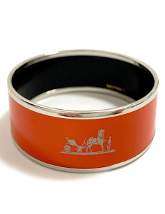 Bracelet HERMES émail orange modèle calèche