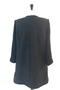 Veste CHANEL longue noire en tweed T 40