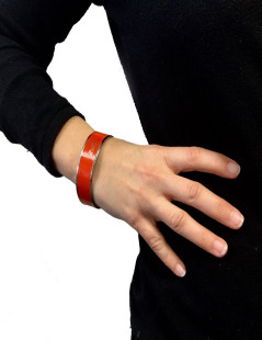 Bracelet HERMES émail orange modèle calèche